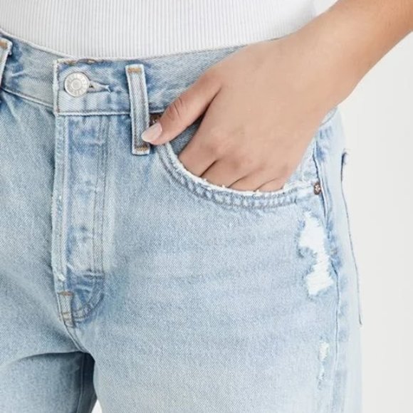 AGOLDE I Parker Long Distressed Frayed Hem Loose Fit Shorts Size 31 - Picture 9 of 10